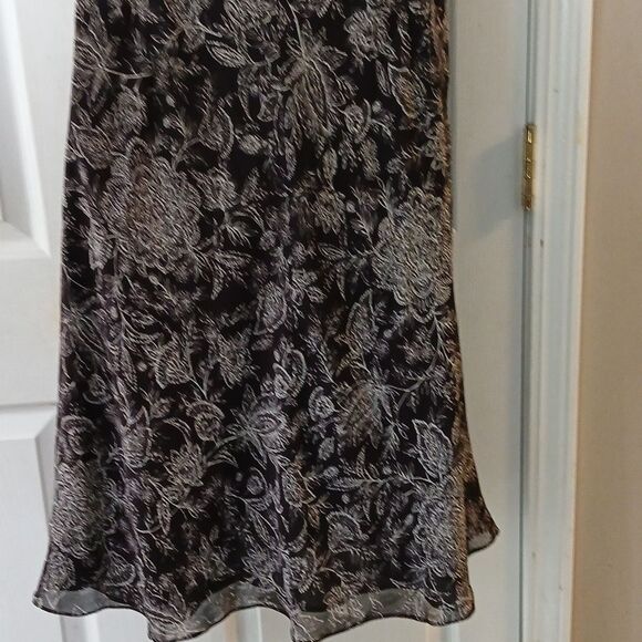 Ann Taylor Loft brown and off white sleeveless dress with ruffle  Sz 14 NWOT - Picture 6 of 8